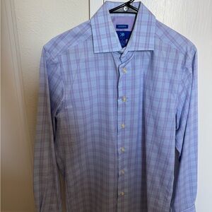 Egara Purple and White Plaid Dress Shirt